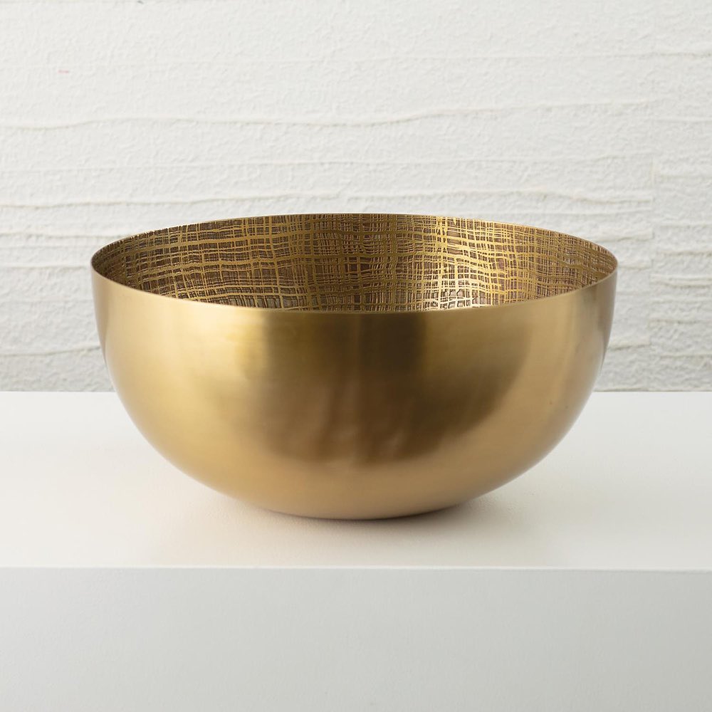 Plaid Etched Bowl-Antique Brass