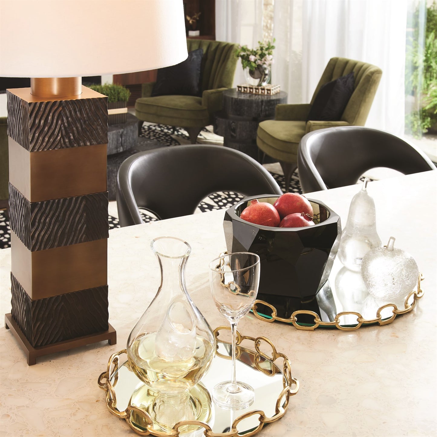 Linked Mirrored Tray - Brass