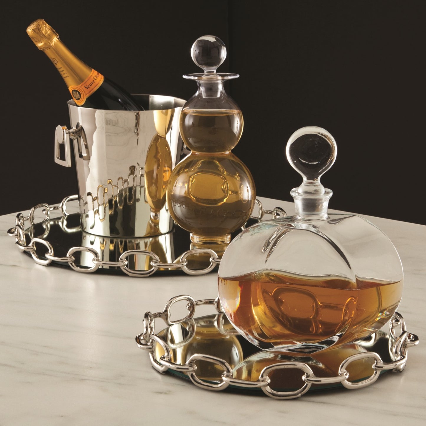 Linked Mirrored Tray - Nickel