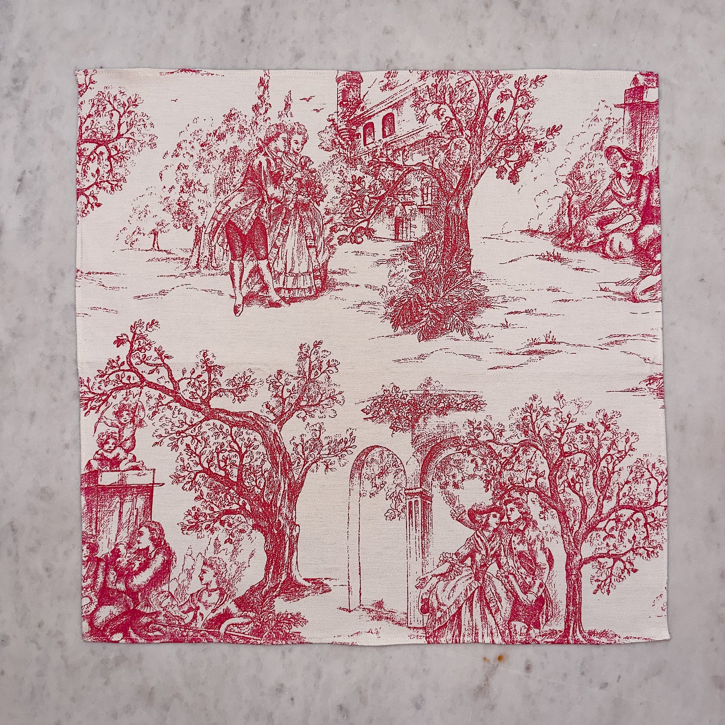 Toile de Jouy Table Linens - Pink
