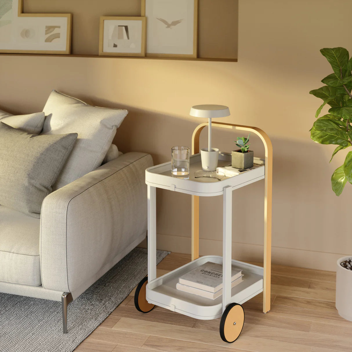 Bellwood Bar Cart - White/Natural