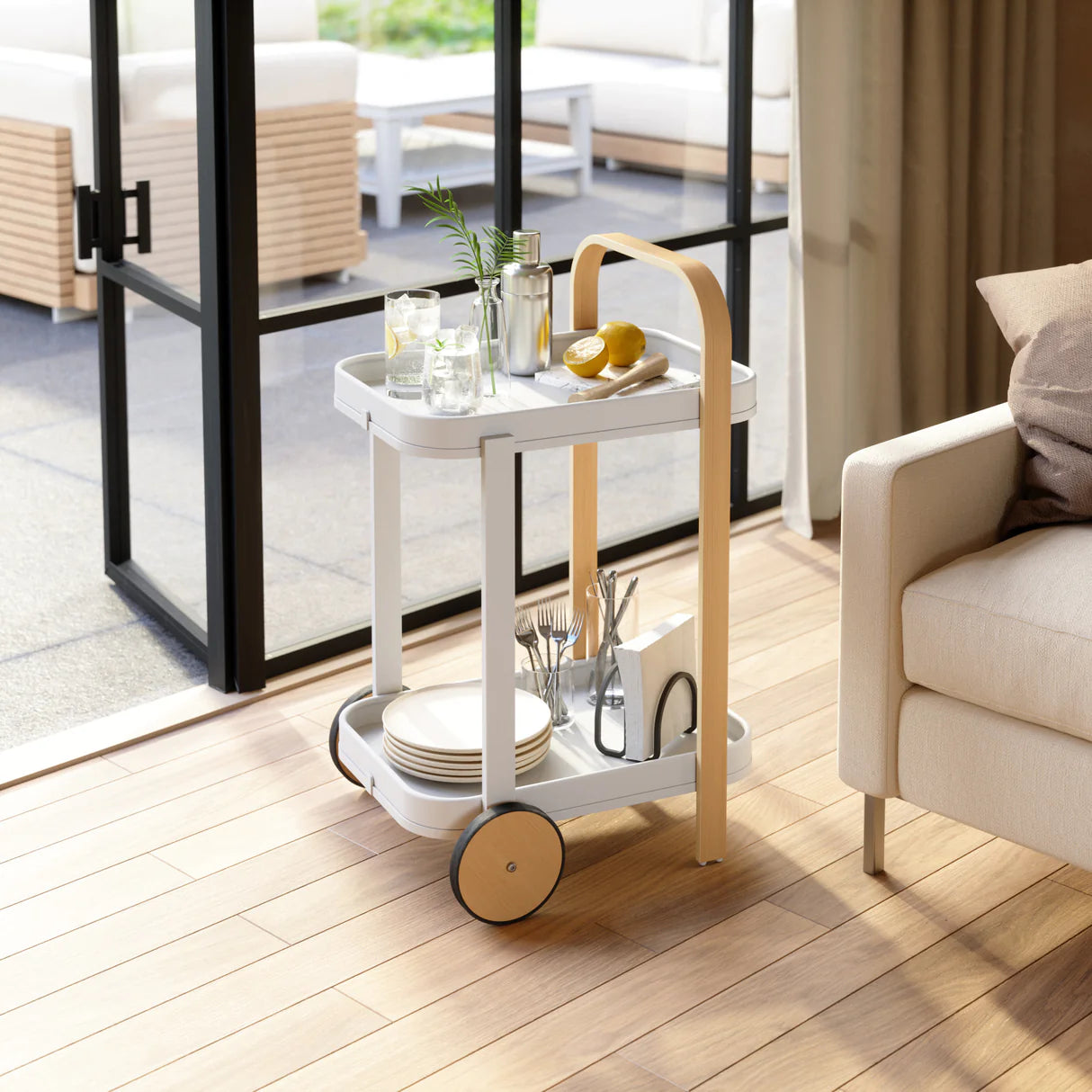 Bellwood Bar Cart - White/Natural