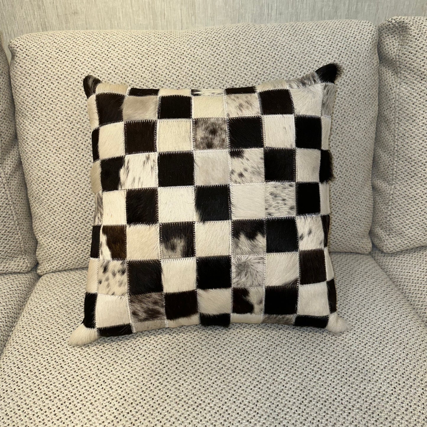 Puzzled Cowhide Throw Pillow