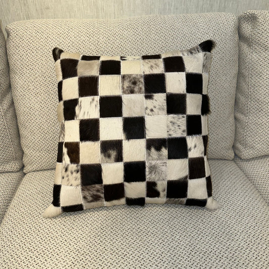 Puzzled Cowhide Throw Pillow