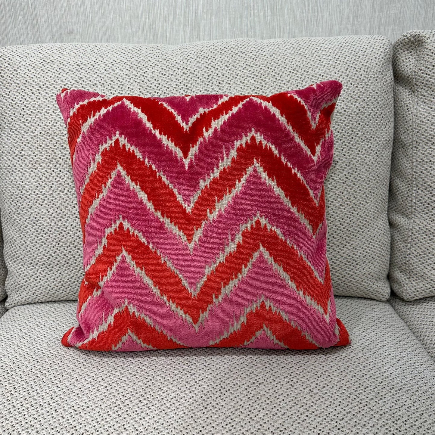 Pink and Red Chevron Throw Pillow
