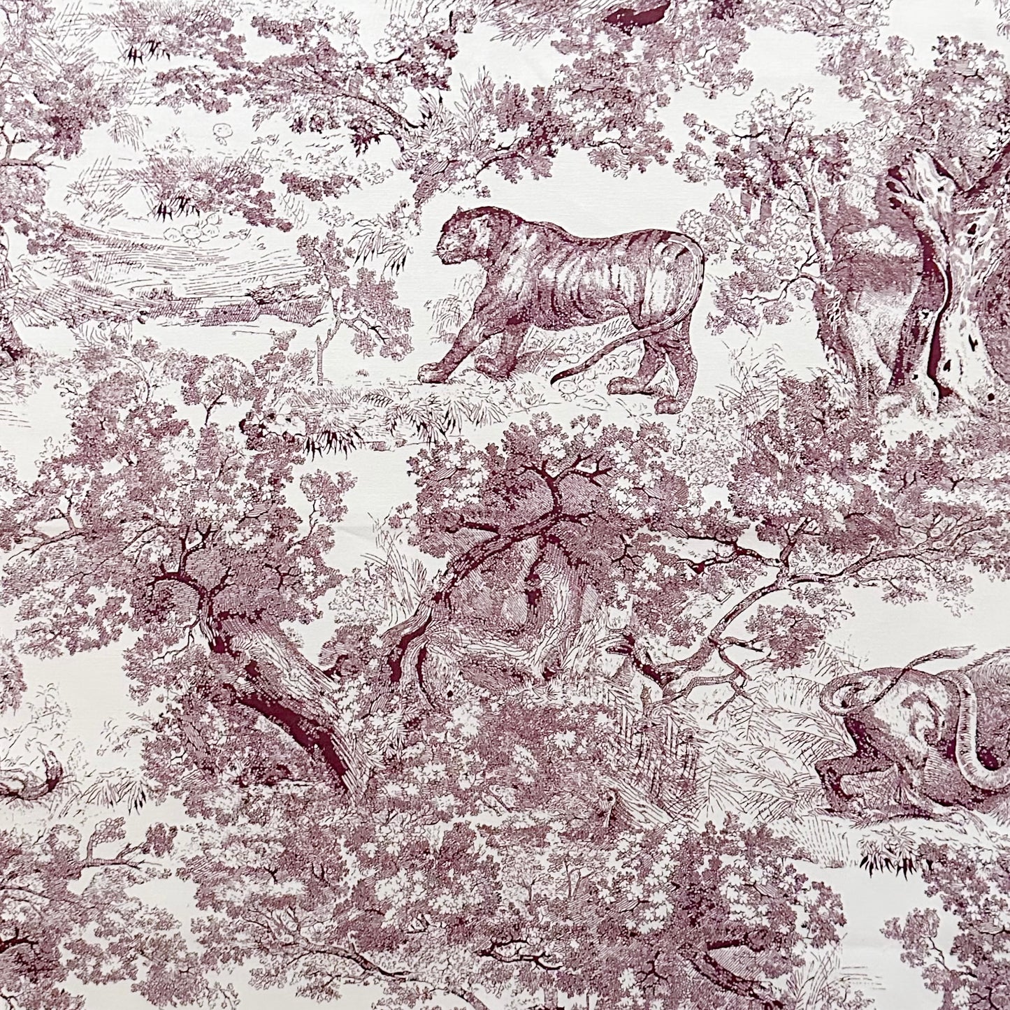 Toile de Jouy Table Linens - Maroon